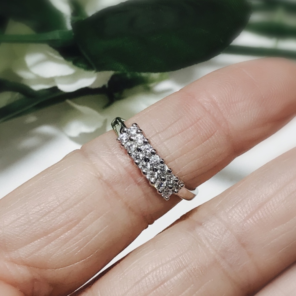 Set of 5:  Clear CZ Sterling Silver Ring